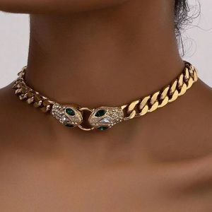 Gold snake necklace -rhinestone snake necklace-gold chain chocker-snake chocker
